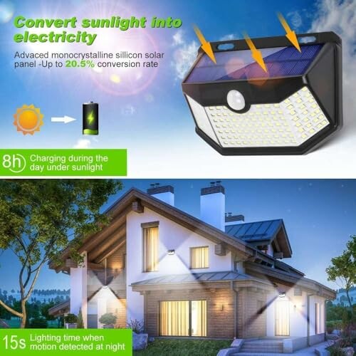 Stylish and functional Solar Lights Outdoor 120 LED illuminating an outdoor space.