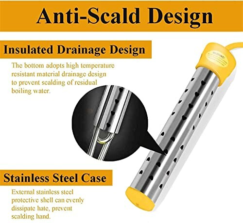 Anti-scald design with insulated drainage and stainless steel case.