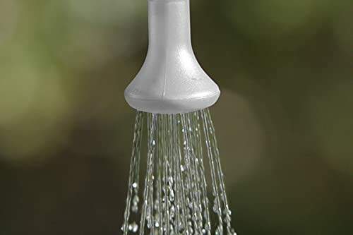 Close-up of a shower head with water flowing